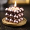 HIER_3820 2 Pack | Shiny Metallic Rose Gold 2" Bubble Cube Paraffin Wax Candles, Unscented Square Pillar Candle, Party Favor Gift Chargers & Centerpieces