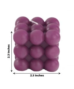 HIER_3820 Chargers & Centerpieces 2 Pack | Burgundy 2" Bubble Cube Paraffin Wax Candles, Unscented Square Pillar Candle, Party Favor Gift 15 HIER_3820 Chargers & Centerpieces 2 Pack | Burgundy 2