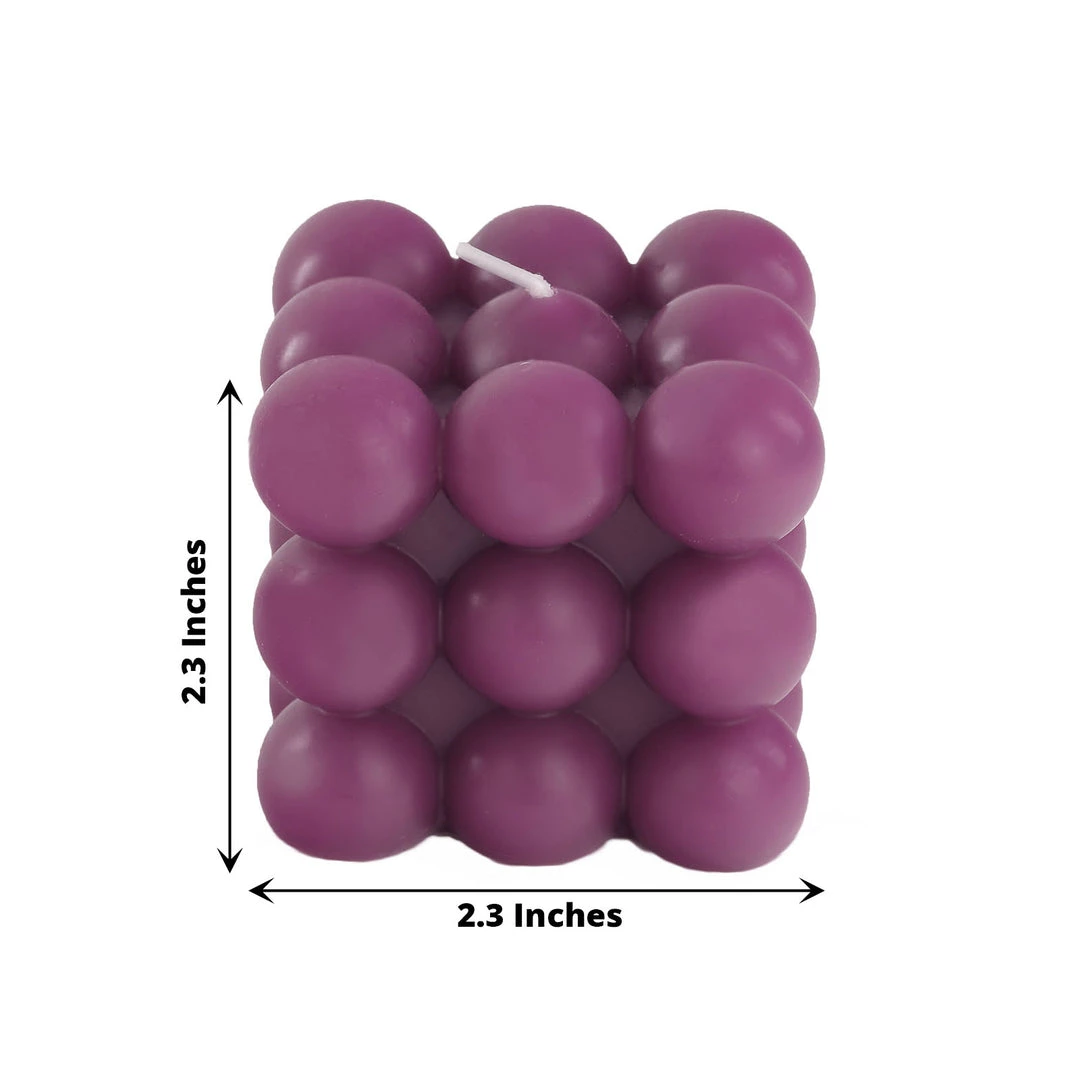 HIER_3820 Chargers & Centerpieces 2 Pack | Burgundy 2" Bubble Cube Paraffin Wax Candles, Unscented Square Pillar Candle, Party Favor Gift 3 HIER_3820 Chargers & Centerpieces 2 Pack | Burgundy 2" Bubble Cube Paraffin Wax Candles, Unscented Square Pillar Candle, Party Favor Gift