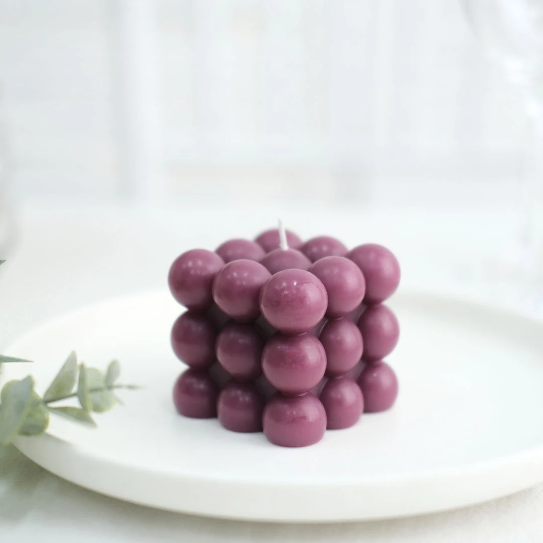 HIER_3820 Chargers & Centerpieces 2 Pack | Burgundy 2" Bubble Cube Paraffin Wax Candles, Unscented Square Pillar Candle, Party Favor Gift 7 HIER_3820 Chargers & Centerpieces 2 Pack | Burgundy 2" Bubble Cube Paraffin Wax Candles, Unscented Square Pillar Candle, Party Favor Gift