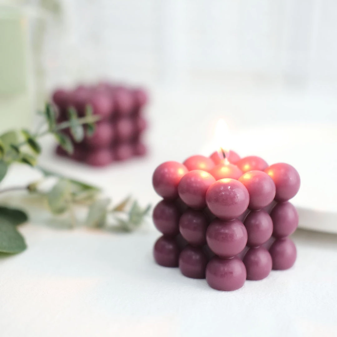 HIER_3820 Chargers & Centerpieces 2 Pack | Burgundy 2" Bubble Cube Paraffin Wax Candles, Unscented Square Pillar Candle, Party Favor Gift 10 HIER_3820 Chargers & Centerpieces 2 Pack | Burgundy 2" Bubble Cube Paraffin Wax Candles, Unscented Square Pillar Candle, Party Favor Gift