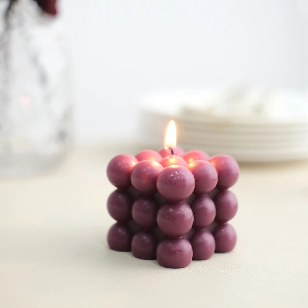 HIER_3820 Chargers & Centerpieces 2 Pack | Burgundy 2" Bubble Cube Paraffin Wax Candles, Unscented Square Pillar Candle, Party Favor Gift 11 HIER_3820 Chargers & Centerpieces 2 Pack | Burgundy 2" Bubble Cube Paraffin Wax Candles, Unscented Square Pillar Candle, Party Favor Gift