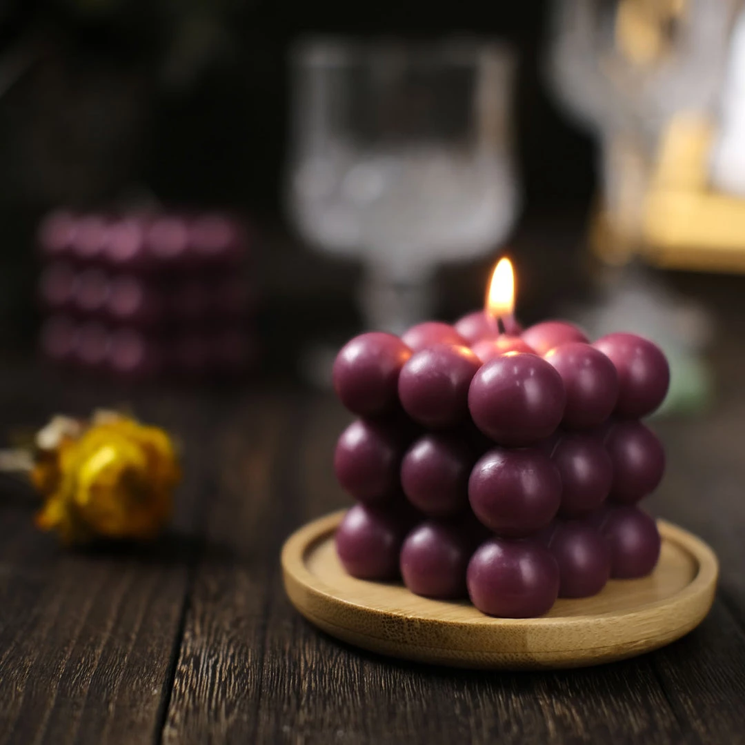 HIER_3820 Chargers & Centerpieces 2 Pack | Burgundy 2" Bubble Cube Paraffin Wax Candles, Unscented Square Pillar Candle, Party Favor Gift 12 HIER_3820 Chargers & Centerpieces 2 Pack | Burgundy 2" Bubble Cube Paraffin Wax Candles, Unscented Square Pillar Candle, Party Favor Gift