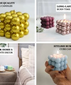 HIER_3820 Chargers & Centerpieces 2 Pack | Burgundy 2" Bubble Cube Paraffin Wax Candles, Unscented Square Pillar Candle, Party Favor Gift 16 HIER_3820 Chargers & Centerpieces 2 Pack | Burgundy 2