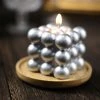 HIER_3820 2 Pack | Shiny Metallic Silver 2" Bubble Cube Paraffin Wax Candles, Unscented Square Pillar Candle, Party Favor Gift Chargers & Centerpieces