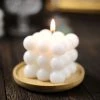 HIER_3820 Chargers & Centerpieces 2 Pack | White 2" Bubble Cube Paraffin Wax Candles, Unscented Square Pillar Candle, Party Favor Gift