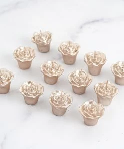 HIER_3810 Chargers & Centerpieces 12 Pack | 1" Blush/Rose Gold Mini Rose Flower Floating Candles Wedding Vase Fillers 17 HIER_3810 Chargers & Centerpieces 12 Pack | 1