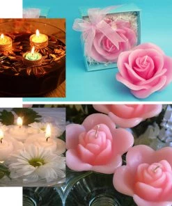HIER_3810 12 Pack | 1" Pink Mini Rose Flower Floating Candles Wedding Vase Fillers Chargers & Centerpieces 14 HIER_3810 12 Pack | 1