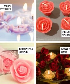 HIER_3810 Chargers & Centerpieces 12 Pack | 1" Red Mini Rose Flower Floating Candles Wedding Vase Fillers 13 HIER_3810 Chargers & Centerpieces 12 Pack | 1