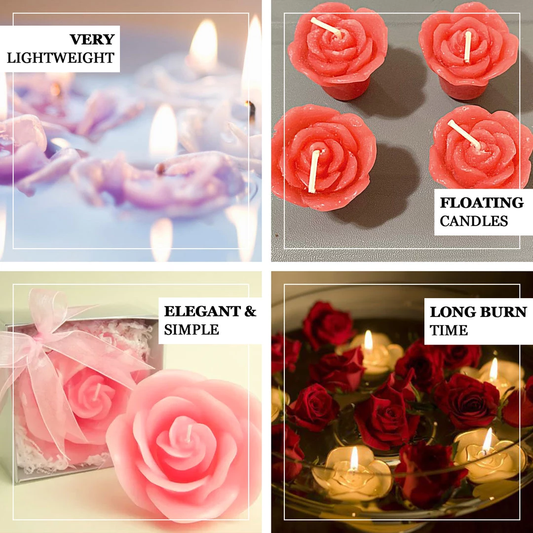 HIER_3810 12 Pack | 1" Pink Mini Rose Flower Floating Candles Wedding Vase Fillers Chargers & Centerpieces 4 HIER_3810 12 Pack | 1" Pink Mini Rose Flower Floating Candles Wedding Vase Fillers Chargers & Centerpieces