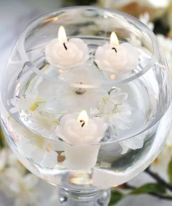 HIER_3810 Chargers & Centerpieces 12 Pack | 1" Ivory Mini Rose Flower Floating Candles Wedding Vase Fillers