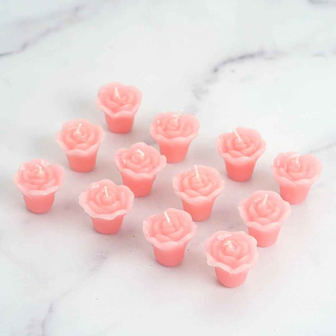 HIER_3810 12 Pack | 1" Pink Mini Rose Flower Floating Candles Wedding Vase Fillers Chargers & Centerpieces 6 HIER_3810 12 Pack | 1" Pink Mini Rose Flower Floating Candles Wedding Vase Fillers Chargers & Centerpieces