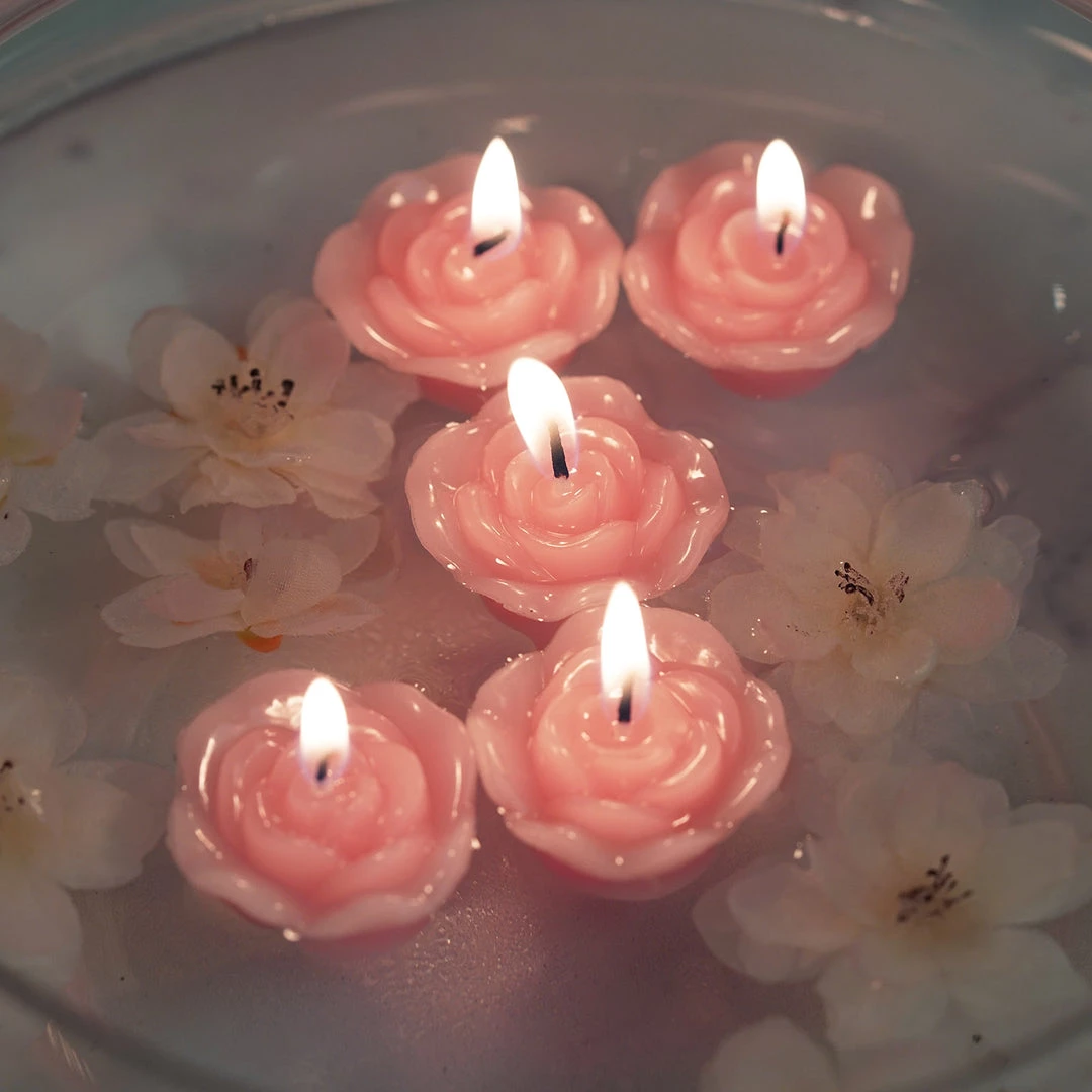HIER_3810 12 Pack | 1" Pink Mini Rose Flower Floating Candles Wedding Vase Fillers Chargers & Centerpieces 1 HIER_3810 12 Pack | 1" Pink Mini Rose Flower Floating Candles Wedding Vase Fillers Chargers & Centerpieces