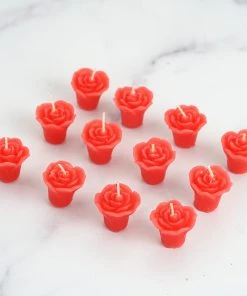 HIER_3810 Chargers & Centerpieces 12 Pack | 1" Red Mini Rose Flower Floating Candles Wedding Vase Fillers 15 HIER_3810 Chargers & Centerpieces 12 Pack | 1