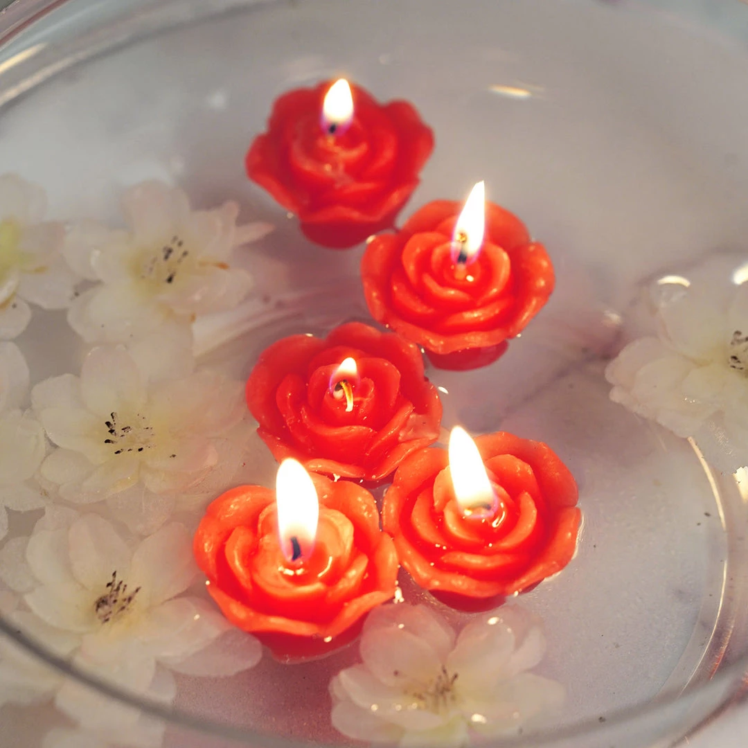 HIER_3810 Chargers & Centerpieces 12 Pack | 1" Red Mini Rose Flower Floating Candles Wedding Vase Fillers 1 HIER_3810 Chargers & Centerpieces 12 Pack | 1" Red Mini Rose Flower Floating Candles Wedding Vase Fillers