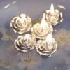HIER_3810 Chargers & Centerpieces 12 Pack | 1" Silver Mini Rose Flower Floating Candles Wedding Vase Fillers