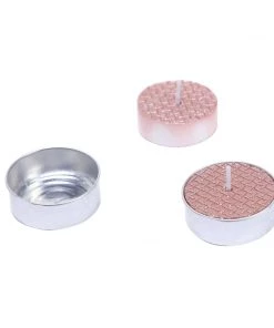 HIER_3820 9 Pack | Metallic Blush/Rose Gold Tealight Candles, Unscented Dripless Wax - Textured Design Chargers & Centerpieces