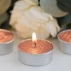 HIER_3820 9 Pack | Metallic Blush/Rose Gold Tealight Candles, Unscented Dripless Wax - Textured Design Chargers & Centerpieces