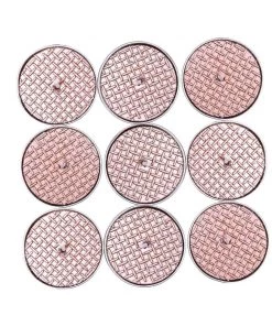 HIER_3820 9 Pack | Metallic Blush/Rose Gold Tealight Candles, Unscented Dripless Wax - Textured Design Chargers & Centerpieces