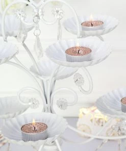 HIER_3820 9 Pack | Metallic Blush/Rose Gold Tealight Candles, Unscented Dripless Wax - Textured Design Chargers & Centerpieces