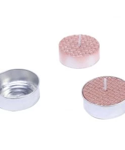 HIER_3820 9 Pack | Metallic Blush/Rose Gold Tealight Candles, Unscented Dripless Wax - Textured Design Chargers & Centerpieces