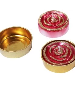 HIER_3820 2 Pack | Red/Gold Glitter Rose Tealight Candles Unscented Dripless Wax Chargers & Centerpieces 28 HIER_3820 2 Pack | Red/Gold Glitter Rose Tealight Candles Unscented Dripless Wax Chargers & Centerpieces