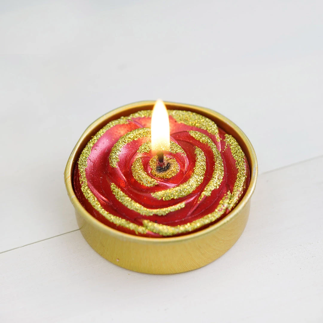 HIER_3820 2 Pack | Red/Gold Glitter Rose Tealight Candles Unscented Dripless Wax Chargers & Centerpieces 7 HIER_3820 2 Pack | Red/Gold Glitter Rose Tealight Candles Unscented Dripless Wax Chargers & Centerpieces