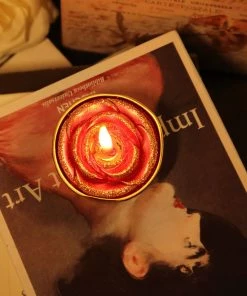 HIER_3820 2 Pack | Red/Gold Glitter Rose Tealight Candles Unscented Dripless Wax Chargers & Centerpieces 27 HIER_3820 2 Pack | Red/Gold Glitter Rose Tealight Candles Unscented Dripless Wax Chargers & Centerpieces