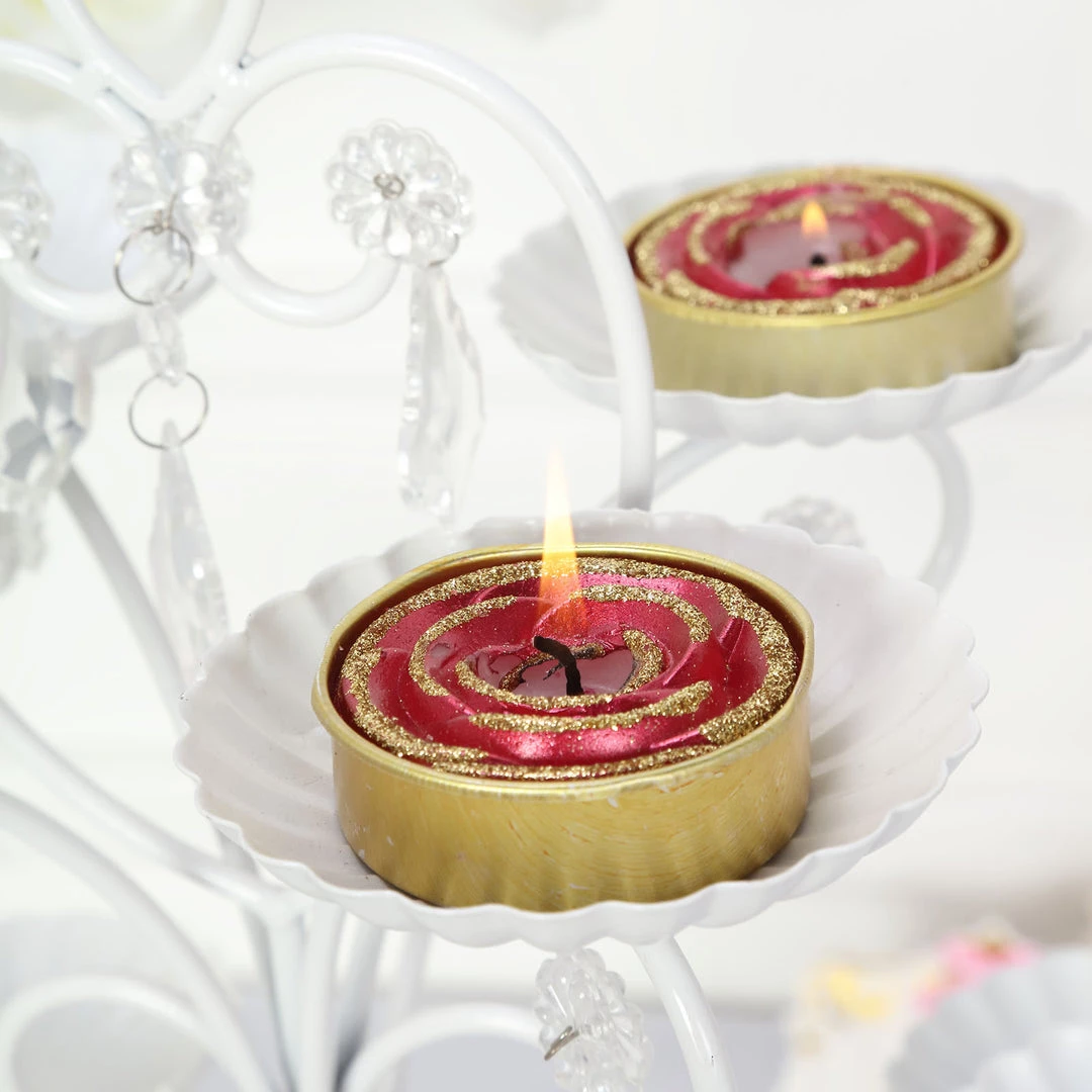 HIER_3820 2 Pack | Red/Gold Glitter Rose Tealight Candles Unscented Dripless Wax Chargers & Centerpieces 11 HIER_3820 2 Pack | Red/Gold Glitter Rose Tealight Candles Unscented Dripless Wax Chargers & Centerpieces