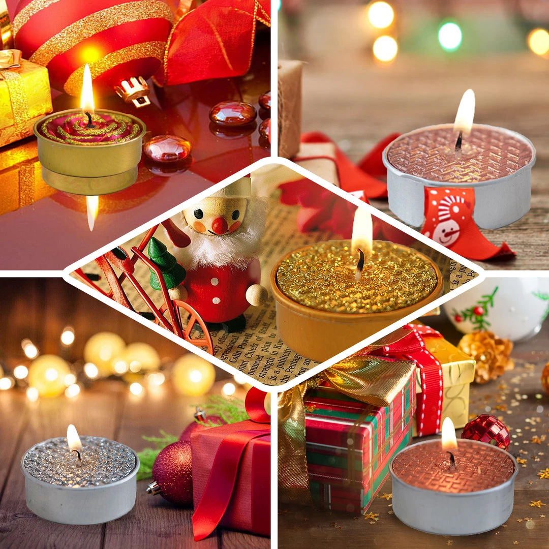 HIER_3820 2 Pack | Red/Gold Glitter Rose Tealight Candles Unscented Dripless Wax Chargers & Centerpieces 5 HIER_3820 2 Pack | Red/Gold Glitter Rose Tealight Candles Unscented Dripless Wax Chargers & Centerpieces