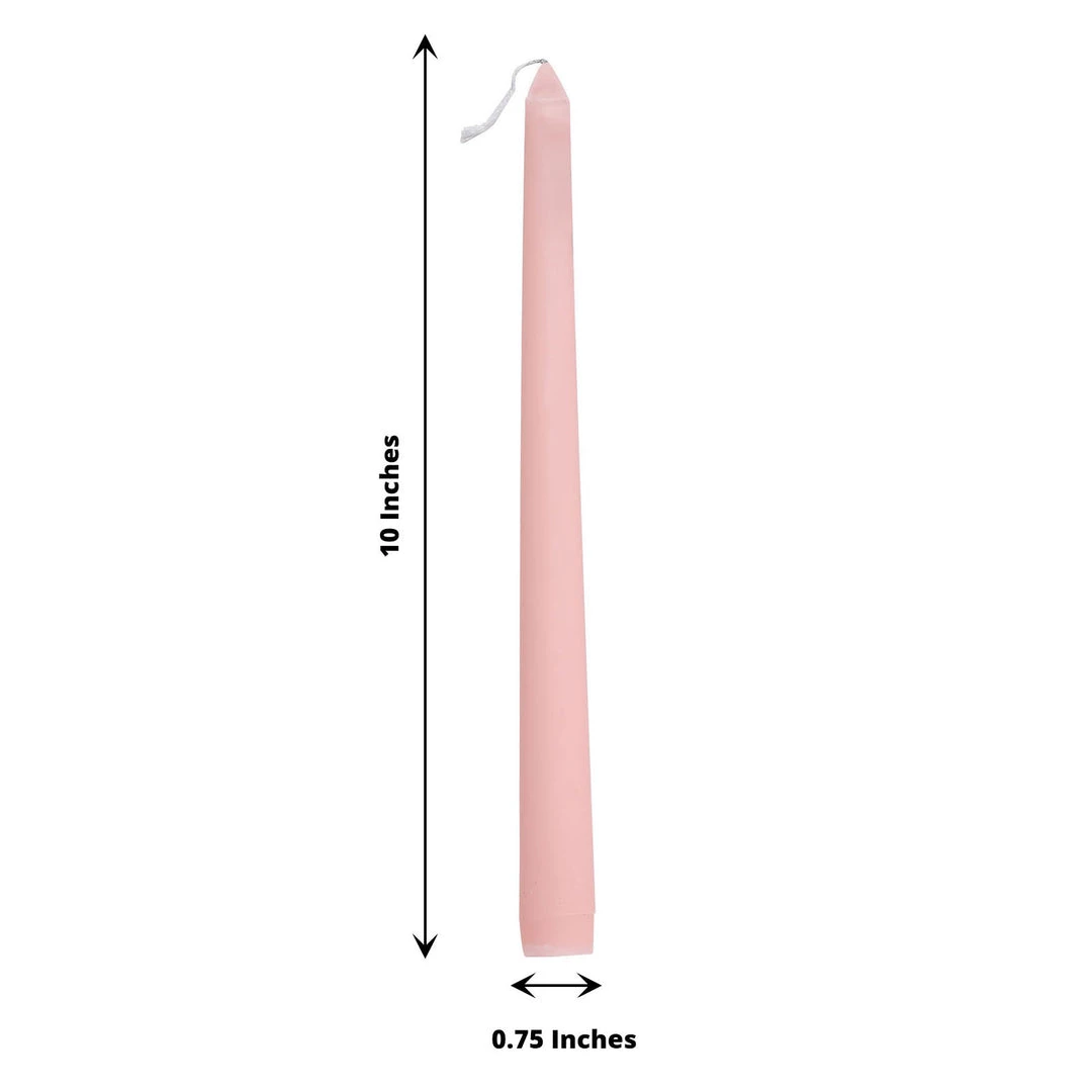 HIER_3820 12 Pack | Blush/Rose Gold 10" Premium Wax Taper Candles, Unscented Candlesticks Chargers & Centerpieces 3 HIER_3820 12 Pack | Blush/Rose Gold 10" Premium Wax Taper Candles, Unscented Candlesticks Chargers & Centerpieces
