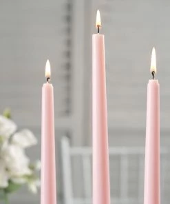 HIER_3820 12 Pack | Blush/Rose Gold 10" Premium Wax Taper Candles, Unscented Candlesticks Chargers & Centerpieces