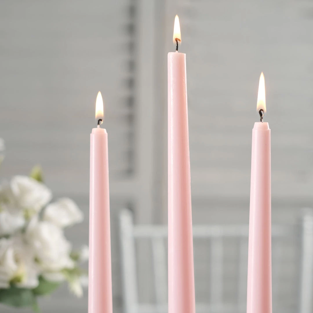 HIER_3820 12 Pack | Blush/Rose Gold 10" Premium Wax Taper Candles, Unscented Candlesticks Chargers & Centerpieces 2 HIER_3820 12 Pack | Blush/Rose Gold 10" Premium Wax Taper Candles, Unscented Candlesticks Chargers & Centerpieces