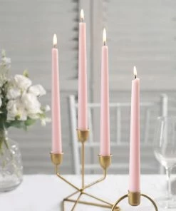 HIER_3820 12 Pack | Blush/Rose Gold 10" Premium Wax Taper Candles, Unscented Candlesticks Chargers & Centerpieces 24 HIER_3820 12 Pack | Blush/Rose Gold 10