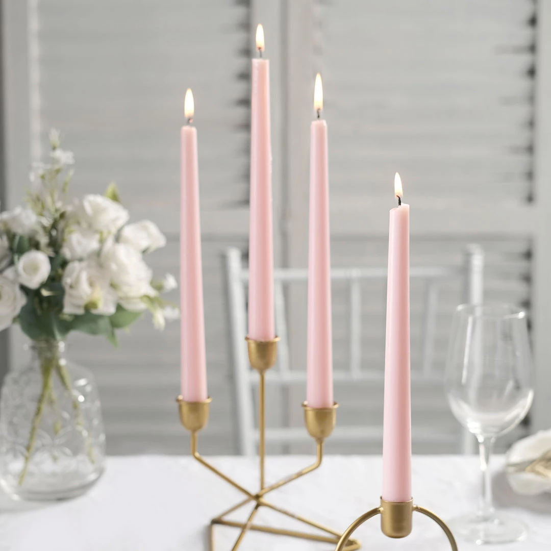 HIER_3820 12 Pack | Blush/Rose Gold 10" Premium Wax Taper Candles, Unscented Candlesticks Chargers & Centerpieces 10 HIER_3820 12 Pack | Blush/Rose Gold 10" Premium Wax Taper Candles, Unscented Candlesticks Chargers & Centerpieces