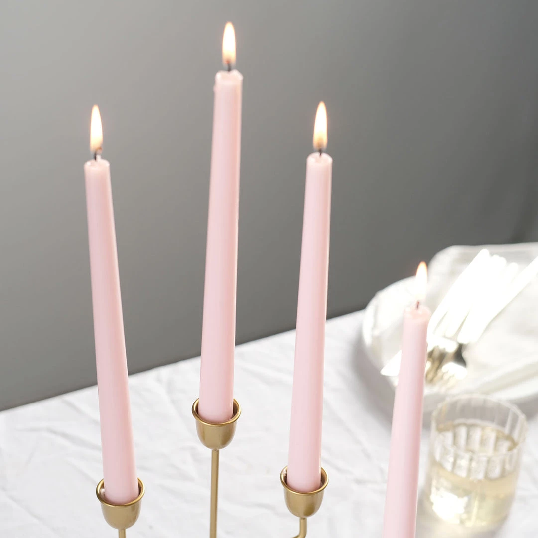 HIER_3820 12 Pack | Blush/Rose Gold 10" Premium Wax Taper Candles, Unscented Candlesticks Chargers & Centerpieces 12 HIER_3820 12 Pack | Blush/Rose Gold 10" Premium Wax Taper Candles, Unscented Candlesticks Chargers & Centerpieces