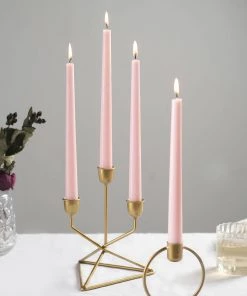 HIER_3820 12 Pack | Blush/Rose Gold 10" Premium Wax Taper Candles, Unscented Candlesticks Chargers & Centerpieces