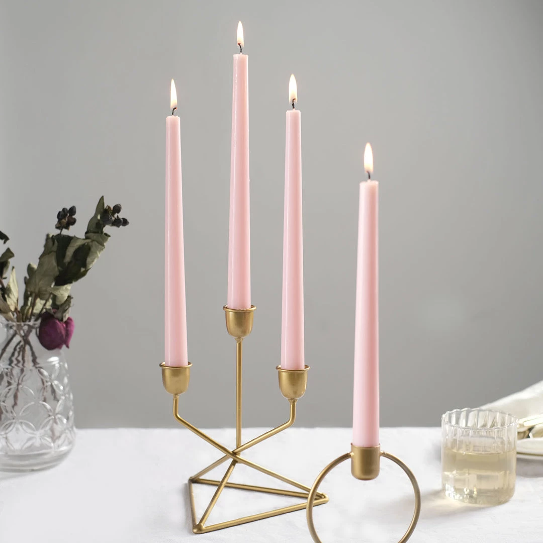 HIER_3820 12 Pack | Blush/Rose Gold 10" Premium Wax Taper Candles, Unscented Candlesticks Chargers & Centerpieces 1 HIER_3820 12 Pack | Blush/Rose Gold 10" Premium Wax Taper Candles, Unscented Candlesticks Chargers & Centerpieces