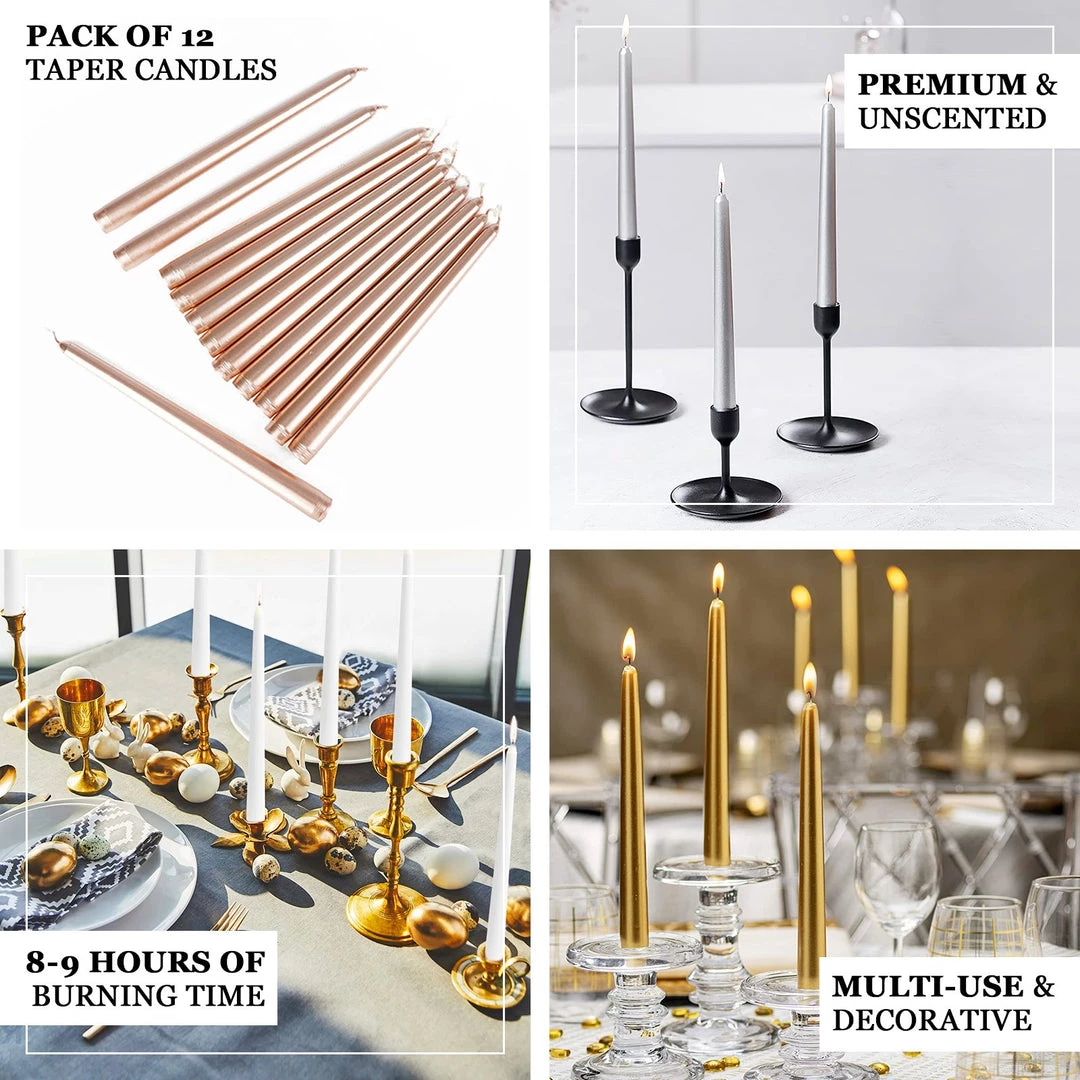 HIER_3820 12 Pack | Metallic Red 10" Premium Wax Taper Candles, Unscented Candlesticks Chargers & Centerpieces 4 HIER_3820 12 Pack | Metallic Red 10" Premium Wax Taper Candles, Unscented Candlesticks Chargers & Centerpieces