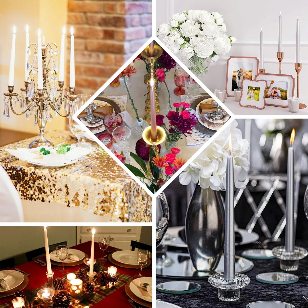 HIER_3820 12 Pack | Metallic Red 10" Premium Wax Taper Candles, Unscented Candlesticks Chargers & Centerpieces 5 HIER_3820 12 Pack | Metallic Red 10" Premium Wax Taper Candles, Unscented Candlesticks Chargers & Centerpieces