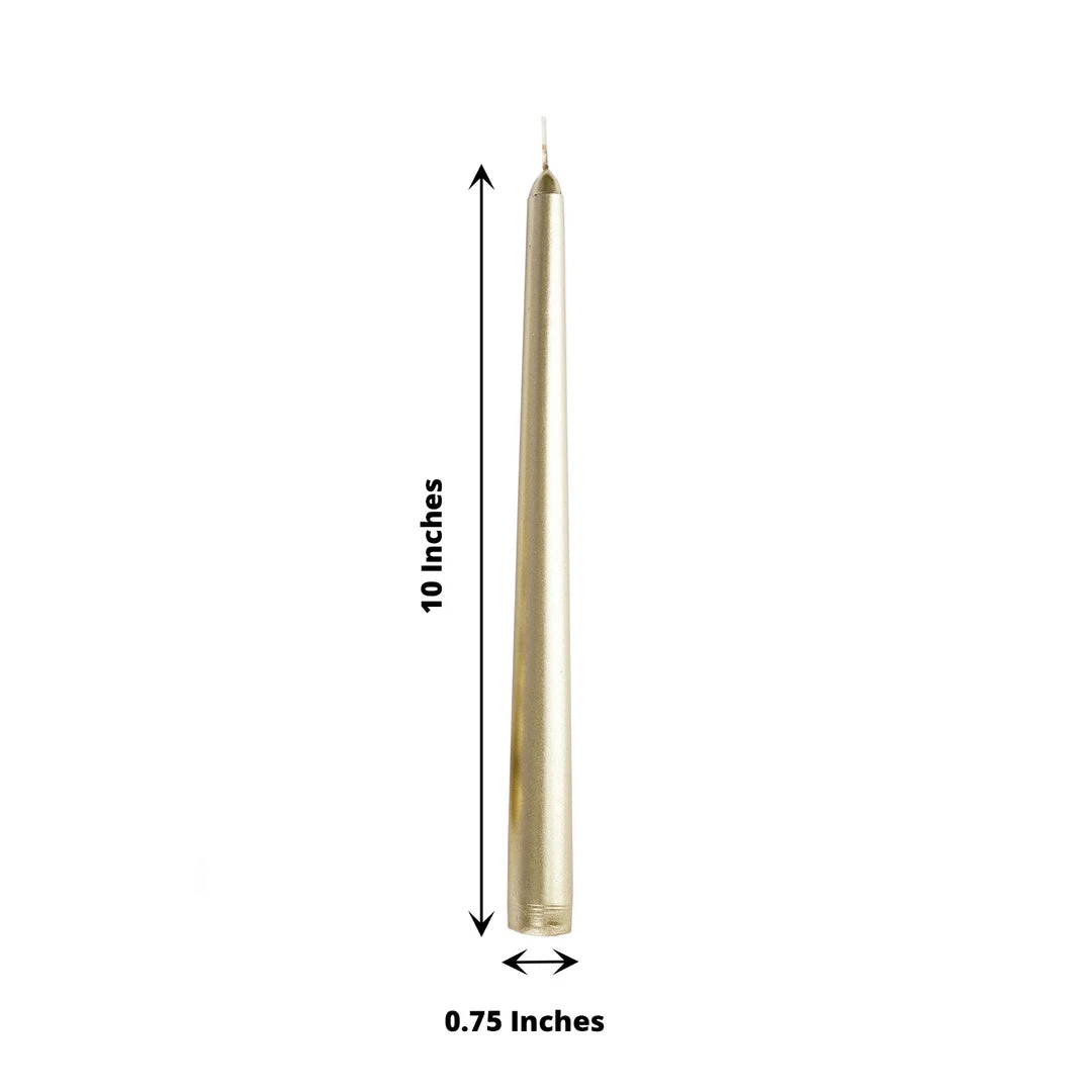 HIER_3820 Chargers & Centerpieces 12 Pack | Metallic Gold 10" Premium Wax Taper Candles, Unscented Candlesticks 3 HIER_3820 Chargers & Centerpieces 12 Pack | Metallic Gold 10" Premium Wax Taper Candles, Unscented Candlesticks