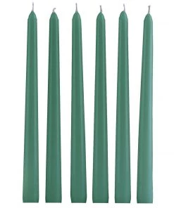 HIER_3820 12 Pack | Green 10" Premium Wax Taper Candles, Unscented Candlesticks
