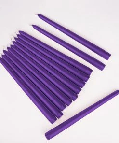 HIER_3820 12 Pack | Purple 10" Premium Wax Taper Candles, Unscented Candlesticks