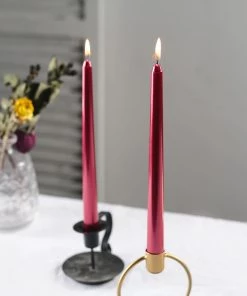 HIER_3820 12 Pack | Metallic Red 10" Premium Wax Taper Candles, Unscented Candlesticks Chargers & Centerpieces