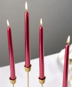 HIER_3820 12 Pack | Metallic Red 10" Premium Wax Taper Candles, Unscented Candlesticks Chargers & Centerpieces 24 HIER_3820 12 Pack | Metallic Red 10