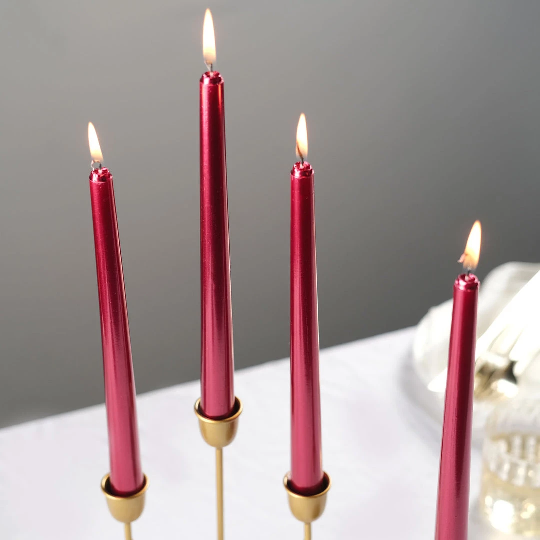 HIER_3820 12 Pack | Metallic Red 10" Premium Wax Taper Candles, Unscented Candlesticks Chargers & Centerpieces 10 HIER_3820 12 Pack | Metallic Red 10" Premium Wax Taper Candles, Unscented Candlesticks Chargers & Centerpieces