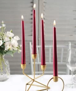 HIER_3820 12 Pack | Metallic Red 10" Premium Wax Taper Candles, Unscented Candlesticks Chargers & Centerpieces 25 HIER_3820 12 Pack | Metallic Red 10