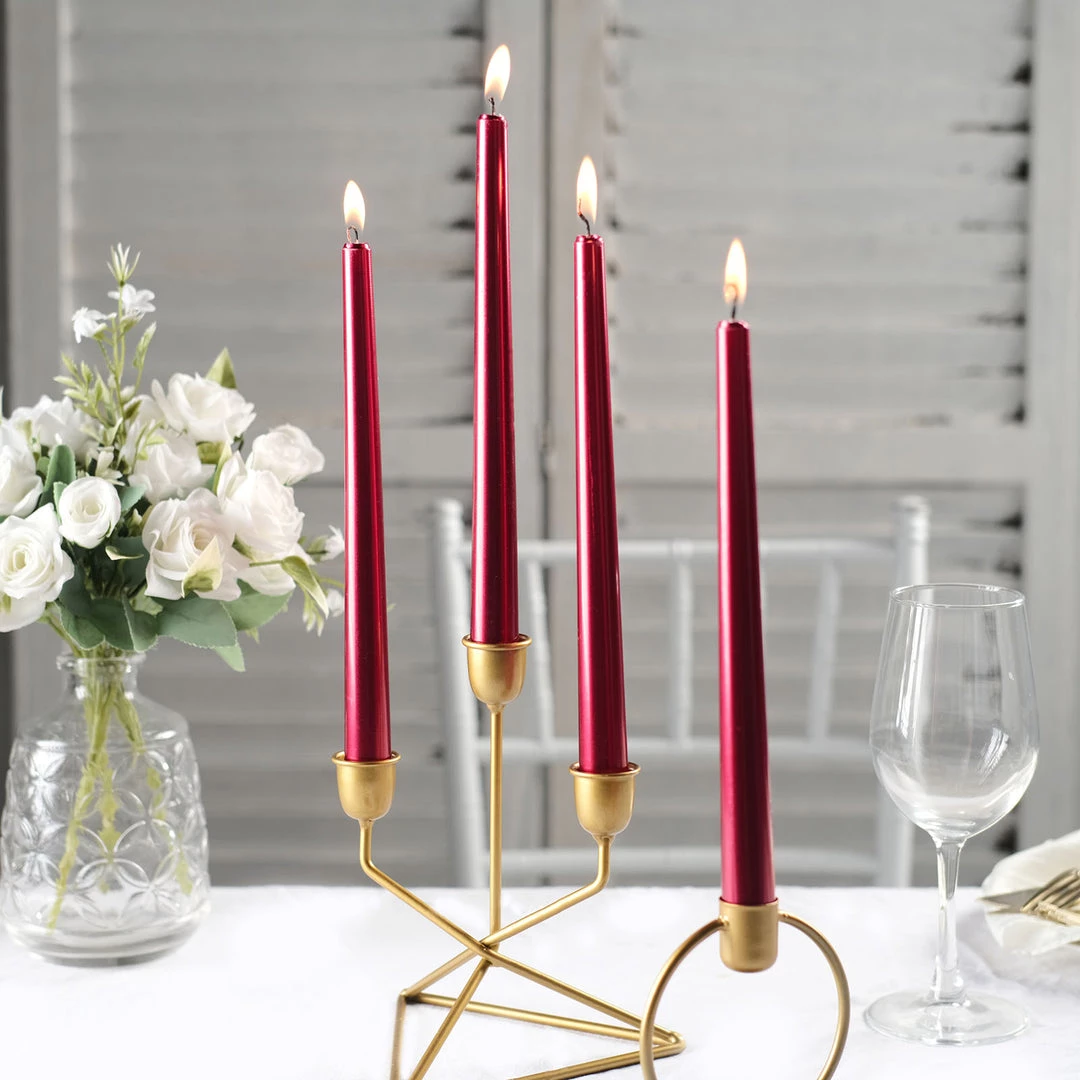 HIER_3820 12 Pack | Metallic Red 10" Premium Wax Taper Candles, Unscented Candlesticks Chargers & Centerpieces 11 HIER_3820 12 Pack | Metallic Red 10" Premium Wax Taper Candles, Unscented Candlesticks Chargers & Centerpieces
