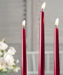 HIER_3820 12 Pack | Metallic Red 10" Premium Wax Taper Candles, Unscented Candlesticks Chargers & Centerpieces 26 HIER_3820 12 Pack | Metallic Red 10