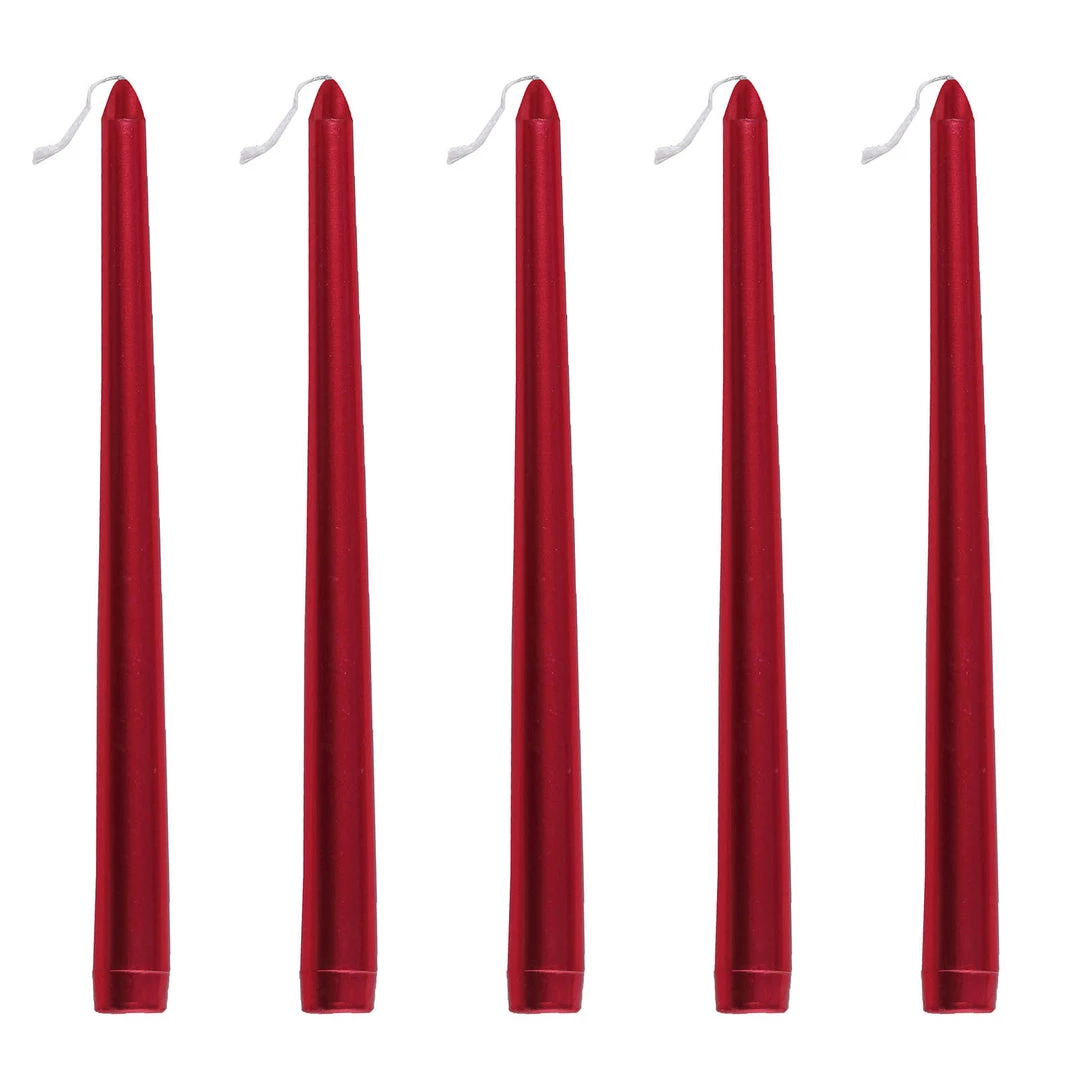 HIER_3820 12 Pack | Metallic Red 10" Premium Wax Taper Candles, Unscented Candlesticks Chargers & Centerpieces 13 HIER_3820 12 Pack | Metallic Red 10" Premium Wax Taper Candles, Unscented Candlesticks Chargers & Centerpieces